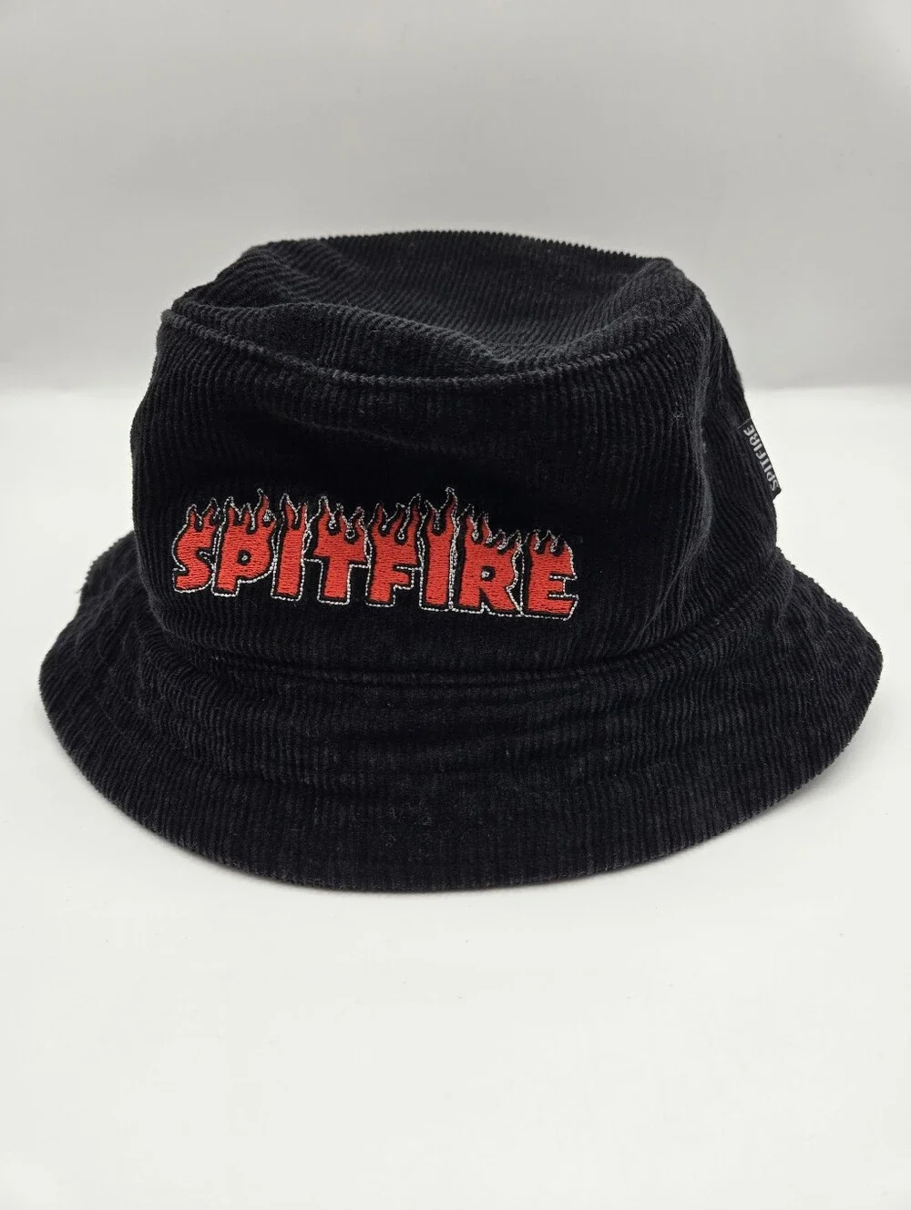 Spitfire Vintage Y2K Flash Fire Black Cotton Corduroy Bucket Hat Skater Grunge